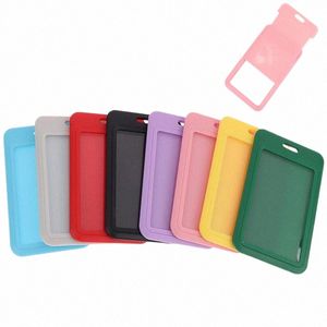 1pcs Candy Color Pass Bus Card Sleeve Two-Sided Push Pull Style ID Tag Working Permit Cover Case Name Badge Holder K7Qj#