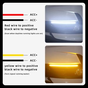 DRL LED Daytime Running Light for Car Waterproof Scan Headlight Strip Sequential Flow Yellow Turn Signal White Daytime Light 12V