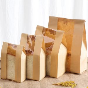 50 Stück Kraftpapierbeutel mit Fenster, Brot-Verpackungsbeutel, handgefertigt, für Toast, Kekse, Süßigkeiten, Verpackungsbeutel, Backzubehör, Party-Dekoration 240322