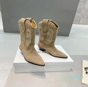 Modeskor Isabel Paris Marant Denzy Suede Cowboy Boots Real Pos Deurto broderad läder Dallin 09823613656