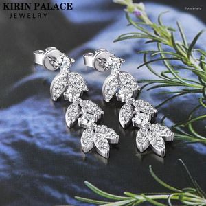 Brincos de alta qualidade prata 925 gota balançar para mulheres real 3.0mm d cor moissanite diamante delicado formato de folha