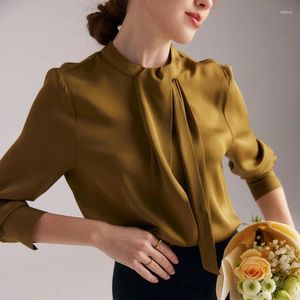 Women's Blouses Tops Silk Floral Office Formal Casual Dress Shirts Plus Large Size Spring Summer Sexy Haut Oliver Dark Green