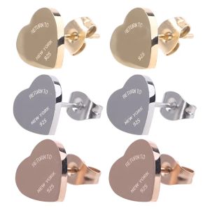 Other Luxury T gold Lover Heart earrings Classic Style women rose designer studs couple stainless steel jewelry gifts women accessories