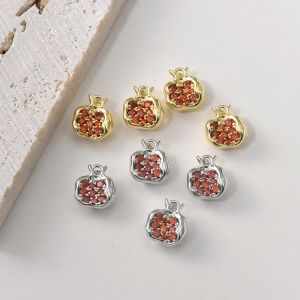 Charms 20st/Lot Color Zircon Core Cartoon Pomegranate Form Copper Floating Locket Charms Diy Jewelry Earring/Necklace Accessory