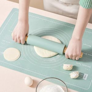 Baking Tools Wooden Handle Silicone Rolling Pin Non-stick Fondant Pastry Dough Roller Kitchen Biscuit Cupcake Pasta