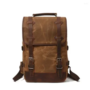 Backpack Classic Vintage Canvas Men Bags Multifunkcja skórzana torba szkolna Neutralna przenośna przenośne plecaki laptopów