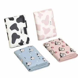 women New Fi Wallet Pu Leather Carto Cow Cattle Short Ladies Multi-card Slot Coin Purses Student Cute Triple Fold Wallet o33p#