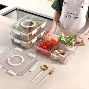 Storage Bottles Divided Serving Tray With Lid And Handle Portable Snackle Box Charcuterie Transparent Container Snack Platters Food