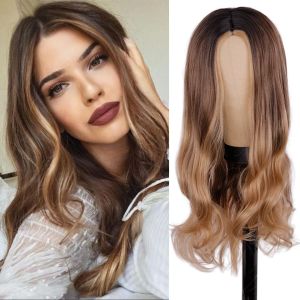 Wigs Synthetic Wig Long Ombre (Ombre) Brown Blond Wave Wig Cosplay Party Women's High Density Temperature Fiber Daily