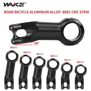 Wake Road Bike Bicycle Accessories Stem Handlebar 318mm 10 Degree Aluminum Alloy Lightweight for Cycling 240325