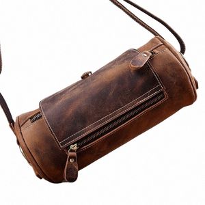 Aetoo Retro Crazy Horse bolsa masculina de couro, bolsa de motocicleta de couro, bolsa de cilindro de travesseiro, bolsa de ombro casual de couro k70z #