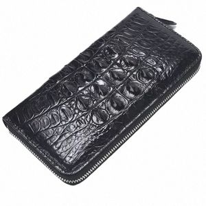 Lüks gerçek timsah cilt deri erkekler cüzdanı fermuarlı orijinal deri timsah cilt lg cüzdan cüzdanlar