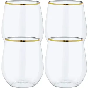 Copos descartáveis canudos 4pcs copo de uísque transparente de vidro para festa de festival de escritório em casa