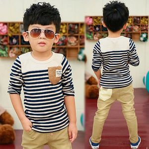 Boy Tshirt Kids Spring Autumn Clothes Children T-shirts For Baby Boys Long Sleeve T Shirts Striped 240323