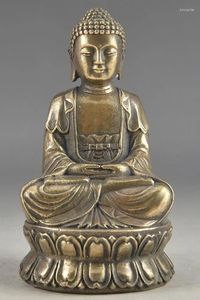 Bordklockor Hand Hammered Bless Collectible Chinese mässing Old Amulet Buddha Statue Garden Decoration Real