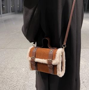 Boş zaman sonbahar ve kış kuzu peluş küçük çanta kadın moda haberci çanta basit bir omuz kare çanta çapraz çantaları hsfwt