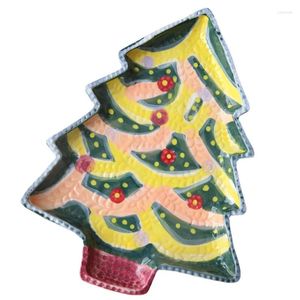 Servizio di scaffali per dessert con albero di Natale colorato sottosmalto dipinto a mano