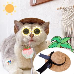 Dog Apparel Casual Pet Headgear Easy-wearing Comfortable Fine Workmanship Cat Bowknot Beach Hat Dress Up