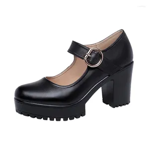 Dress Shoes Block Heel Women Wedding 2024 Spring Autumn 5.5cm/8cm/13cm High Heels Pumps Ladies Party Office Leather Shoe