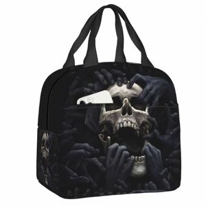 Evil Hands Skull Lunch Bag läcksäker Halen Gotisk skelett termisk kylare isolerad lunchlåda för kvinnor barn mat tygväskor j4jx#