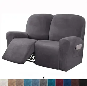 Stol täcker 2Seat Recliner Loveseat Cover Double Soft Velvet Furniture Protector för vardagsrums stretchy Wash ColorFast