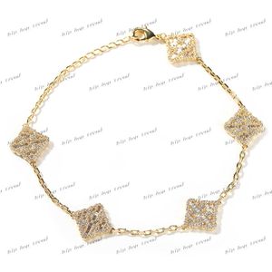 Lucky Charm Armband smycken 18K Guldpläterad Cz Hip Hop Armband Women Fashion Jewelry Luxury Clover Diamond Armband