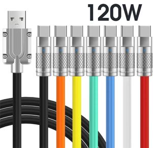120 Вт, 6 А, сверхбыстрые зарядные кабели USB C Type C, микрожидкий силиконовый кабель для быстрой зарядки для Samsung s10 S20 S22 S23 Htc LG 1 м 3 фута