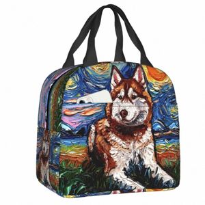 Siberian Husky Isolado Lunch Tote Bag para Mulheres Reutilizável Cooler Thermal Lunch Box Trabalho Escolar Food Picnic Ctainer Bags k53y #