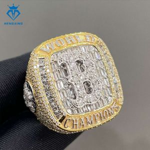 Fine Jewelry Sier Moissanite For Men Custom Champion Diamond Hip Hop Iced Out Baguette Cut Letter Ring