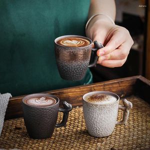 Кружки грубая керамика эспрессо -чашка антикварного молотка Мастер чай натуральный печь кофейная кружка