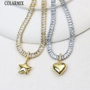 Catene 5 pezzi Collana con pendente a forma di stella a forma di cuore in cristallo, gioielli eleganti e belli, regalo classico per donne 52866