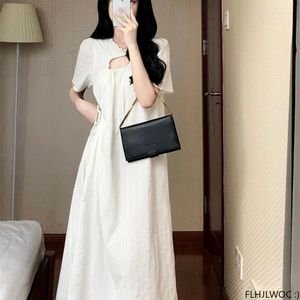 Party Dresses Holiday Feminine Vestidos Korean Japan Girls Women mode Sexig fransk design Retro Vintage Hollow Out Long White Lace Dress