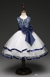 Vestido floral azul para meninas, laço de renda para o casamento, vestido de princesa para a primeira comunhão, vestido de baile, fantasia de comunhão4100756