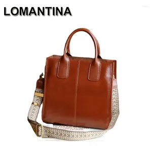 Coulisse LOMANTINA Borsa tote in pelle di mucca impastata vegetale Borse casual da donna autentiche di grande capacità Borse da donna per ufficio Ragazze