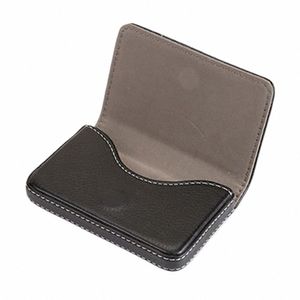 Nova chegada PU de couro de alta qualidade+mancha aço masculino titular de cartão de crédito Women Metal Bank Card Card Box P61U#