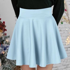 Kjolar kvinnor kjol mode avslappnad solid mini anti bländning kort veckad med shorts koreanska 7 lager