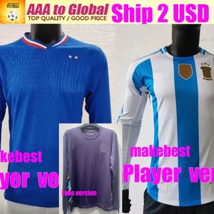 2024 Długie rękaw 24 25 Koszulka piłkarska Mbappe Messie fanowie Wersja Copa America Soccer Jerseys Euro Cup