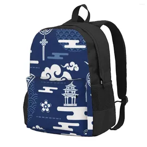 Borse portaoggetti Zaino Blue Elements Pagoda Borsa per laptop da viaggio a spalla con libro scolastico stampato casual per donna e uomo