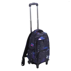 Sacos de armazenamento Mochila de rolamento de alça dupla Grande capacidade Carrinho de rodas respirável multicamadas com 2 rodas Bolsa para crianças