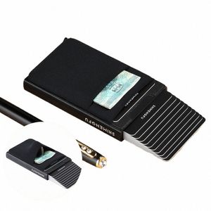 Pop-up-korthållare RFID Protecti Slim Aluminium Men plånbok elasticitet baksida påse ID Credit Case Travel Cardholder Women Purse K9mi#