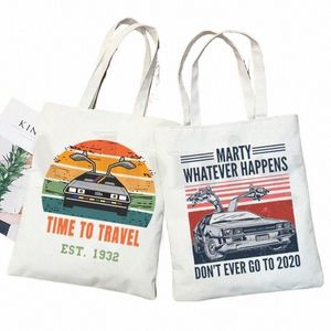 Назад в будущее Future Car Shop Bag Продуктовая сумка Bolsas De Tela Tote Bolsa Shop Bag Джутовая сумка Tote на заказ F4SI #