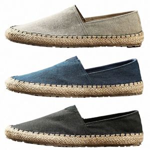 kinesisk stil canvas skor män sommar ny linne en slip-lata casual skor gamla beijing skor andningsbara vintage trend loafers l44h#