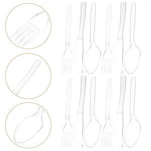 Forks 50 Set Tek Kullanımlık Bıçak ve Çatal Kaşığı Tek Zamanlı Sunucu Taşınabilir Sofra Takımı Kiti Parti Sabağı Plastik Gümüş Sabitlik