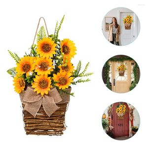 Decorative Flowers Sunflower Basket Front Door Wreath Artificial Wreaths For Silk Wall Light Decor