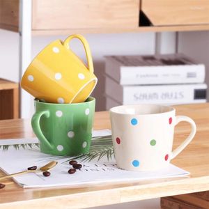 Tassen Nette 200 ml Polka Dot Kaffee Milch Tasse Keramik Kreative Saft Wasser Becher Hause Drinkwares Rot Rosa Kawaill büro