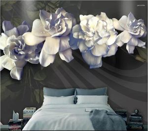 Wallpapers Wellyu Custom Wallpaper Papier Peint HD Large Embossed Gardenia Vintage Background Wall Behang Murals