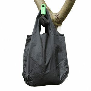 Black Round Ball Elastic Cott Shop Väska vikbar Tote Återanvändbar bärbar axelfällbar påse handväskor Tryck O0XW#