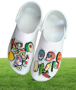 Peças de sapato acessórios sapatos encantos para mexicano temático latino bandeira pinos pulseira adts meninos meninas adolescentes sandálias decoratio8671026