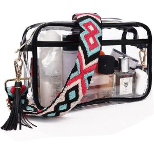 Bolsas transparentes de crossbody sling pvc sling saco de ombro colorido de lada de ladra larga de ladre