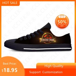 Skor Hot Jurassic Park Movie Dinosaur Anime Tecknad rolig casual tygskor Herrkvinnor Classic Sneakers Low Top Casual Board Shoe